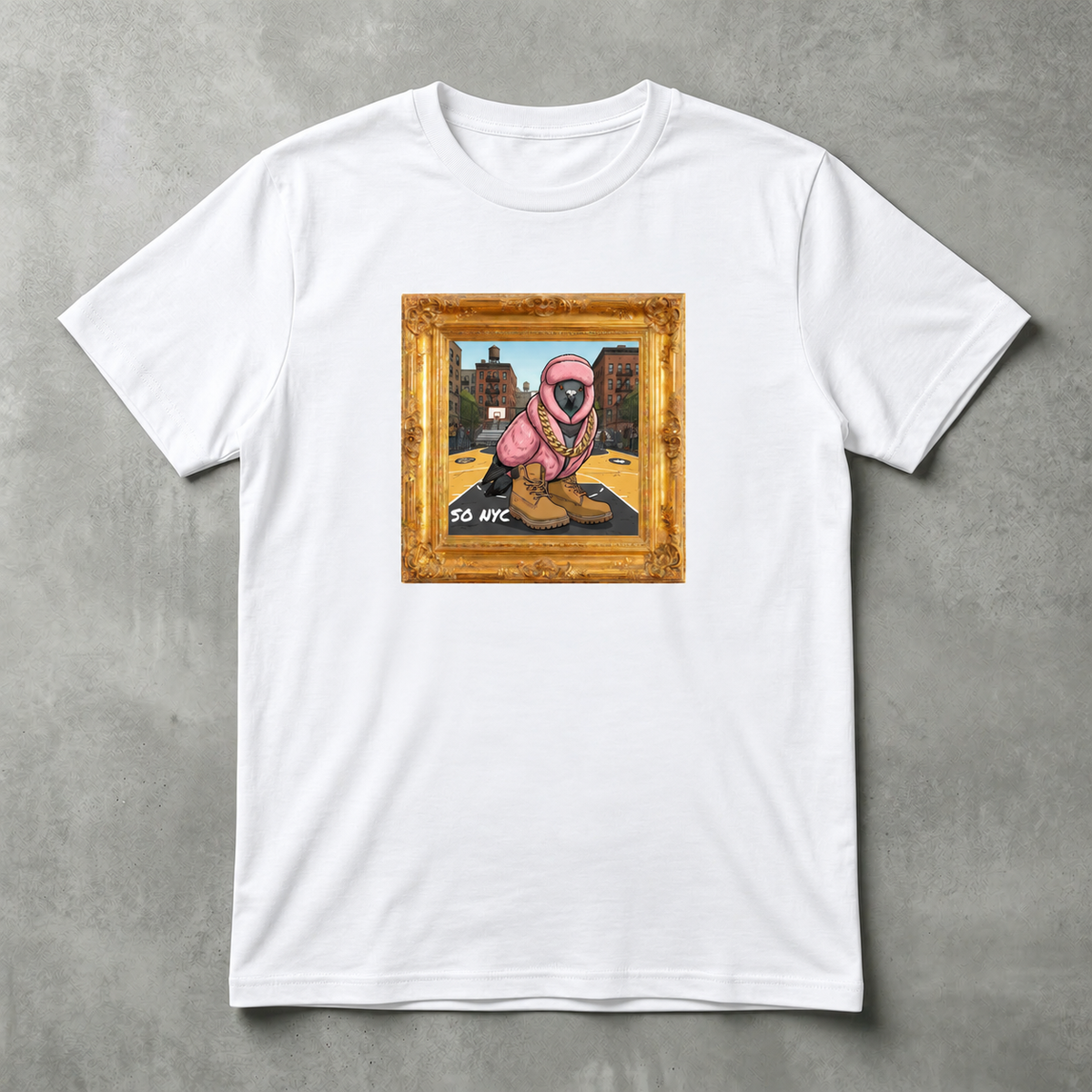 Scentral P NYC Pigeon – Harlem Edition (Rucker Park) Framed Graphic Tee