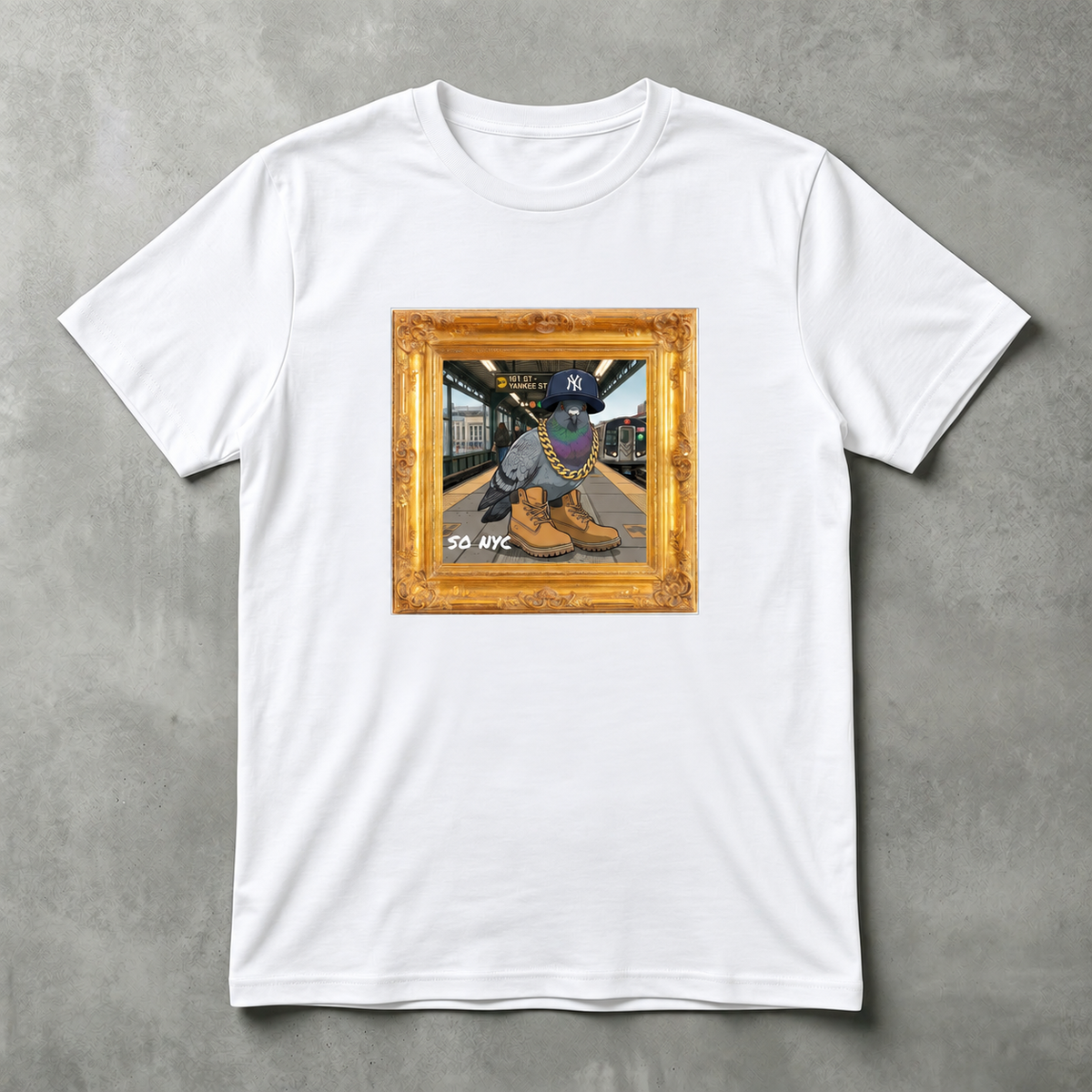 Scentral P NYC Pigeon – Bronx Edition (Yankee Stadium) Framed Graphic Tee