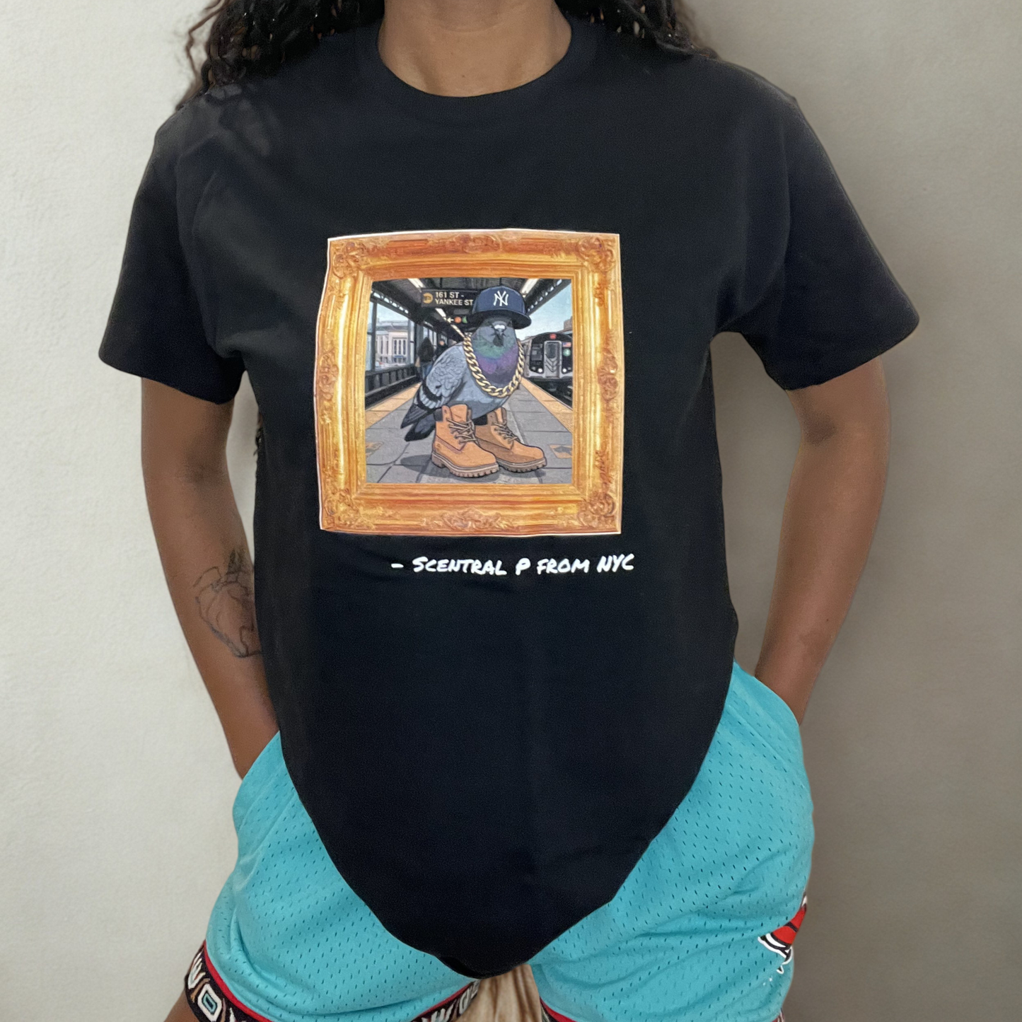 Scentral P NYC Pigeon – Bronx Edition (Yankee Stadium) Framed Graphic Tee