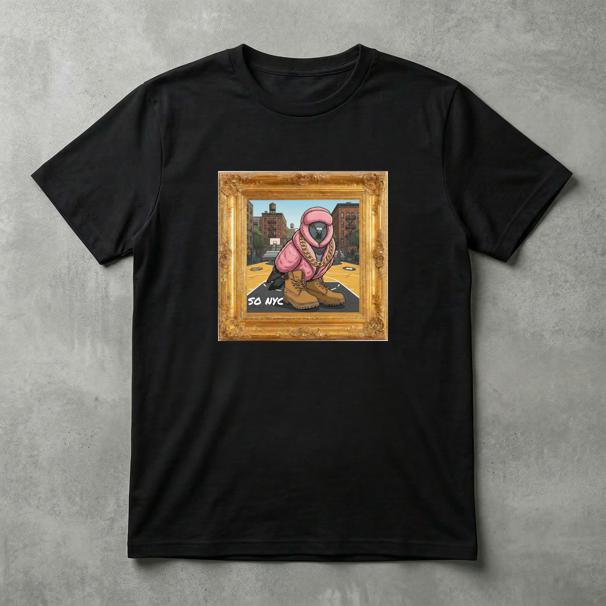 Scentral P NYC Pigeon – Harlem Edition (Rucker Park) Framed Graphic Tee