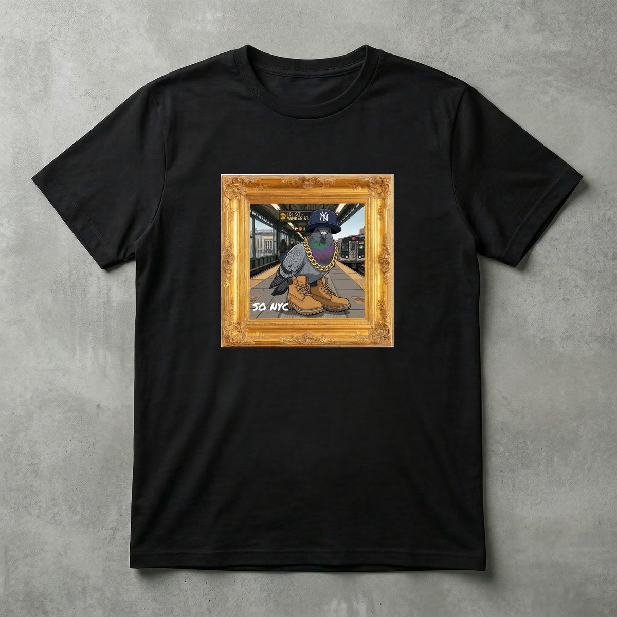 Scentral P NYC Pigeon – Bronx Edition (Yankee Stadium) Framed Graphic Tee